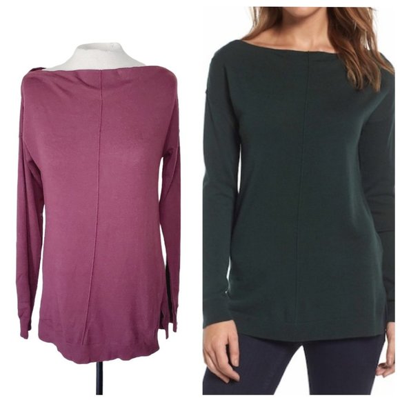 Trouvé Sweater Long Sleeve Boatneck Cashmere Knit Burgundy S Top Blouse Casual M - Picture 1 of 10